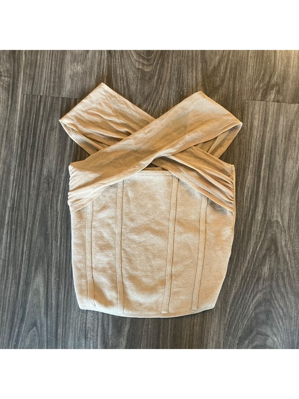 Promise the Label Shaper Fit Cross-Front Rib-Knit Corset Top in Taupe/Tan- NWOT - Picture 3 of 6